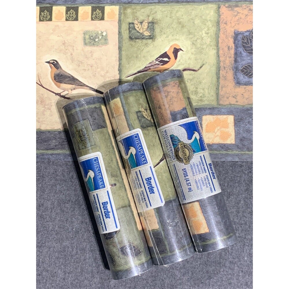Vintage Chesapeake Wallpaper Border Birds Grasshoppers Patchwork 3 count